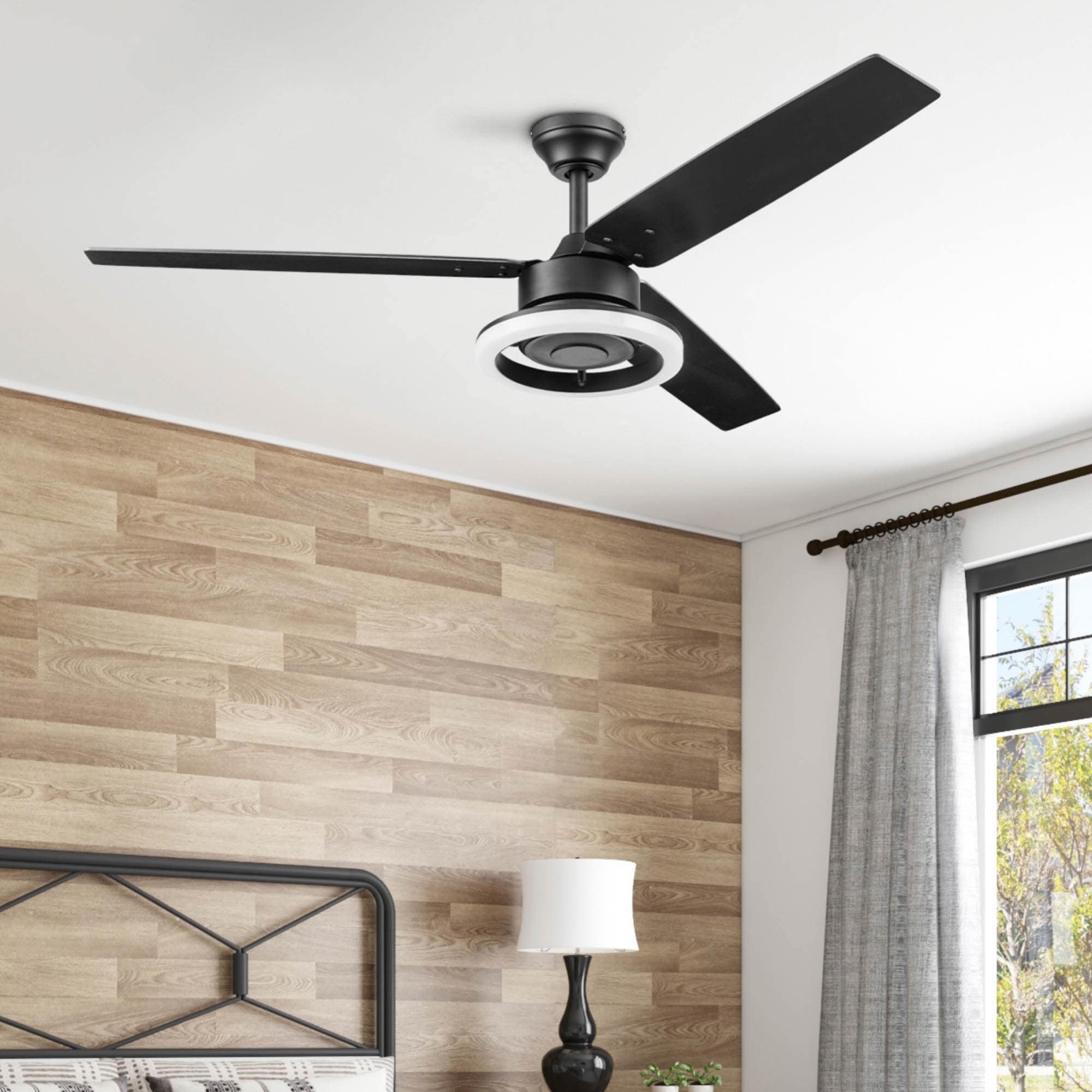 52In Prominence Home Orbis Indoor Ceiling Fan In Matte Black With Remote 52