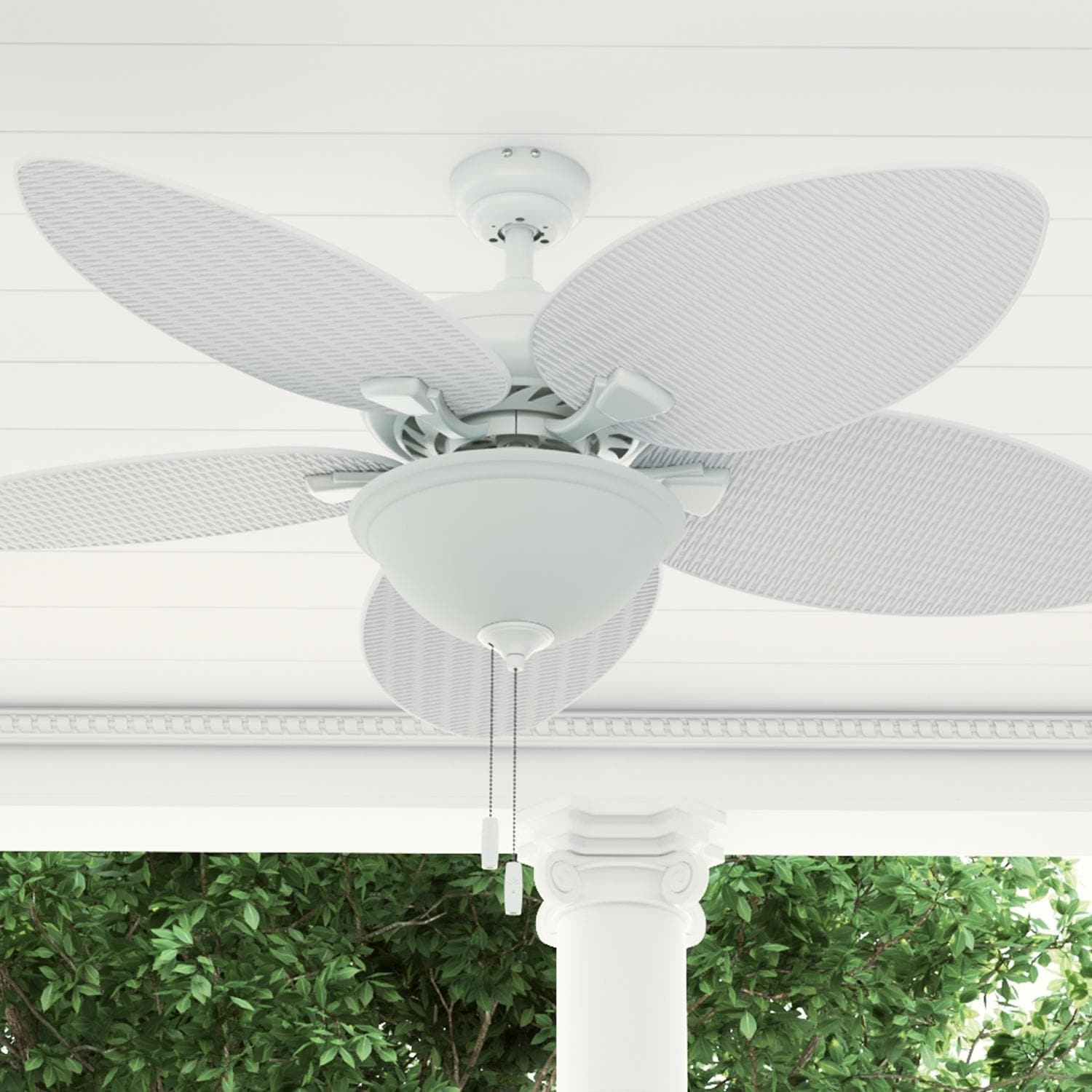 52 Prominence Home Palm Valley Tropical Led Ceiling Fan White