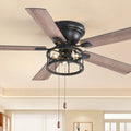 52 Rustic Ceiling Fan With Light And Pull Chain Dual Finish Blades Farmhouse Ceiling Fan 52 Inches