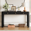 52 Rustic Console Table With Curved Corners And 3 Concealed Drawers