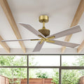 52 Modern Gray 5 Blade Reversible Indoor Outdoor Ceiling Fan With Remote No Light