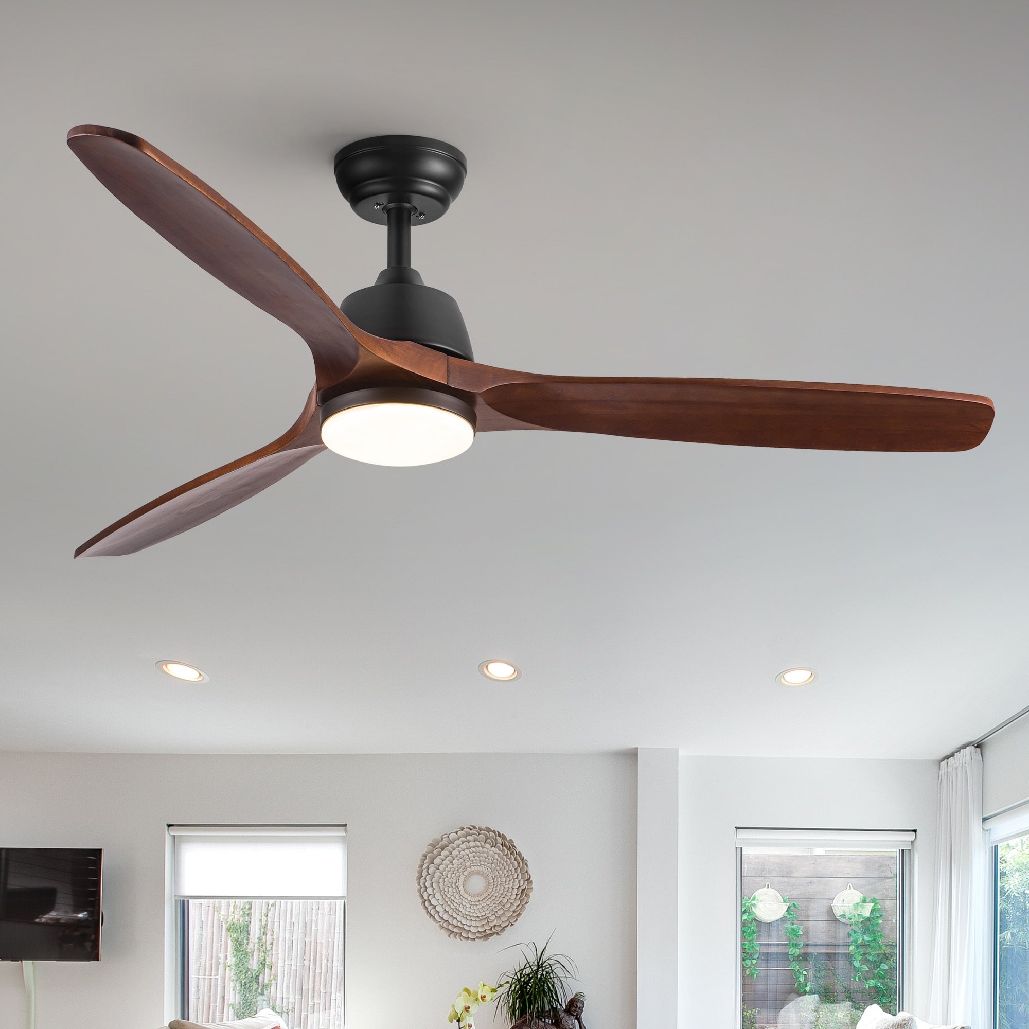 52 Farmhouse Rustic Led Ceiling Fan With Remote Control Flush Mount Home Decor Fan Light
