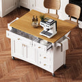 52 Kitchen Island With Drop Leaf Kitchen Island On Wheels With Spice Rack Towel Rack 2 Doors And 5 Drawers Adjustable Shelf