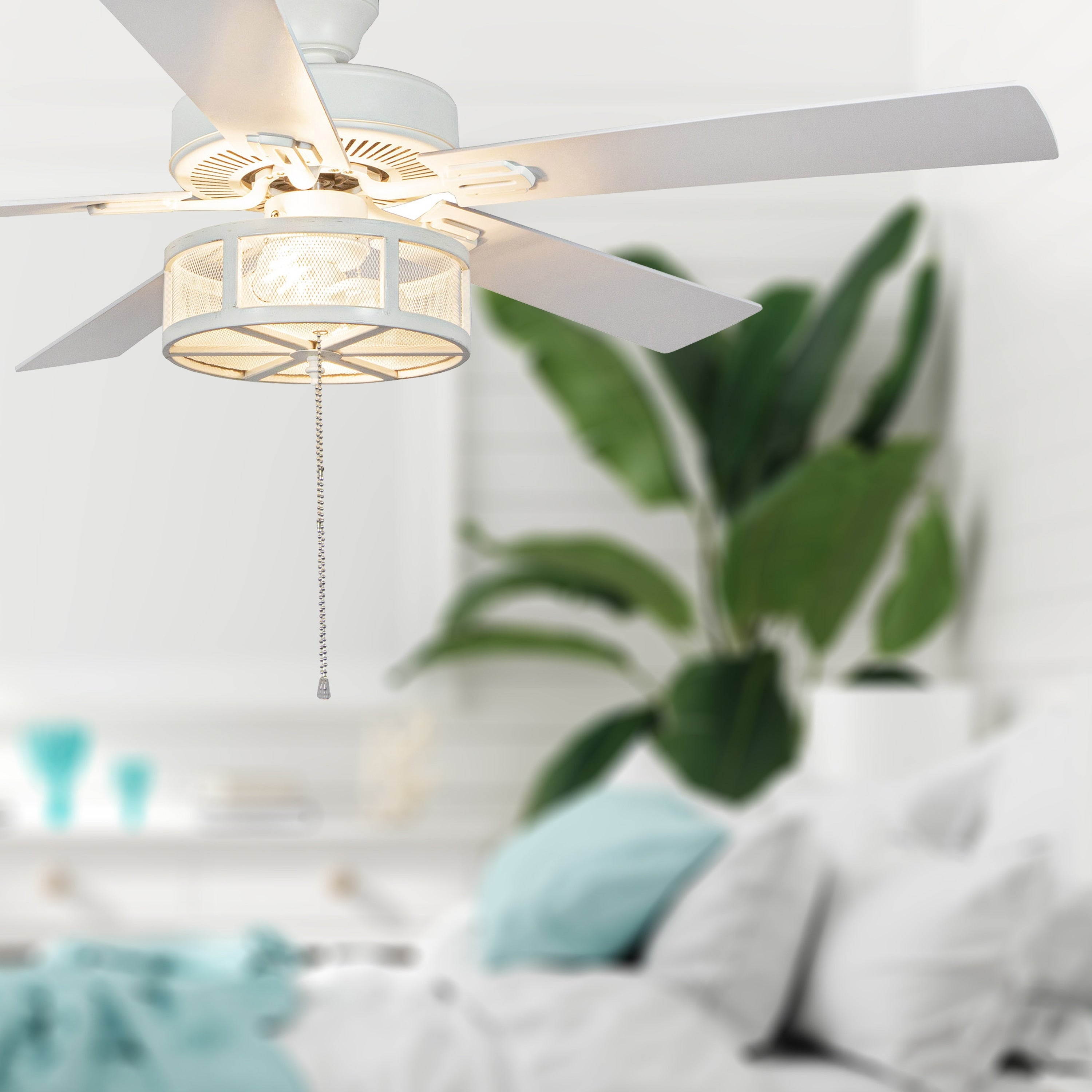Copper Grove Uoleva 52 Inch 5 Blade Alabaster Mesh Led Ceiling Fan