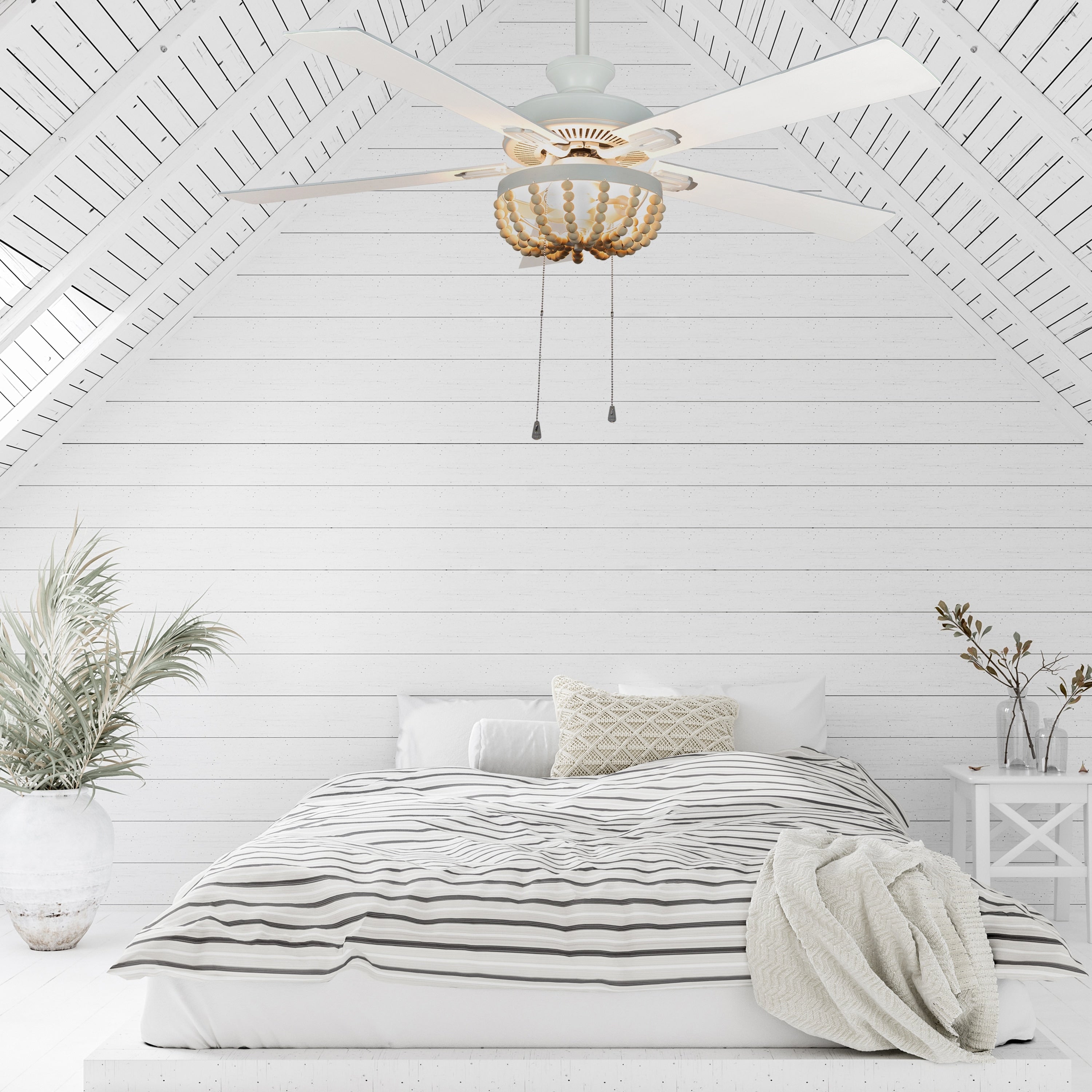 52 W Wooden Chandelier 5 Blade Led Ceiling Fan