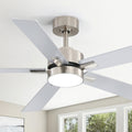52In Ceiling Fan With Light And Remote Modern Satin Nickel Fan 6 Speed Reversible Dc Motor Timer Function 52 Inches