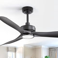 52 Outdoor Ceiling Fan With Led Light And Remote Reversible Dc Motor 6 Speeds Black Modern Ceiling Fan For Patio Bedroom