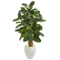 53 Artificial Rubber Tree In White Planter