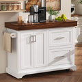 53 Inch Kitchen Island Cart With Thick Desktop Drawers Spice And Towel Racks