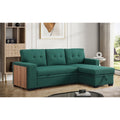 53 In.W Straight Arm 13 Piece Fabric L Shaped Removable Cushions Convertible Sectional Sofa In Green Finish