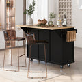 53.10 Rubberwood Kitchen Cart With Drop Leaf Adjustable Shelf Rolling Wheels And 3 Drawers 53.1 X 29.5 X 37.2
