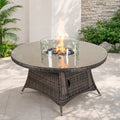 53.15 Outdoor Round Rattan Fire Pit Table With Aluminum Frame