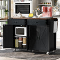53.5 Farmhouse Kitchen Island With Power Outlet Drop Leaf Spice Rack Drawer Wheels