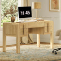 53.5 W Mid Century Modern Executive Desk With 5 Drawers Home Office Desk With Charging Station