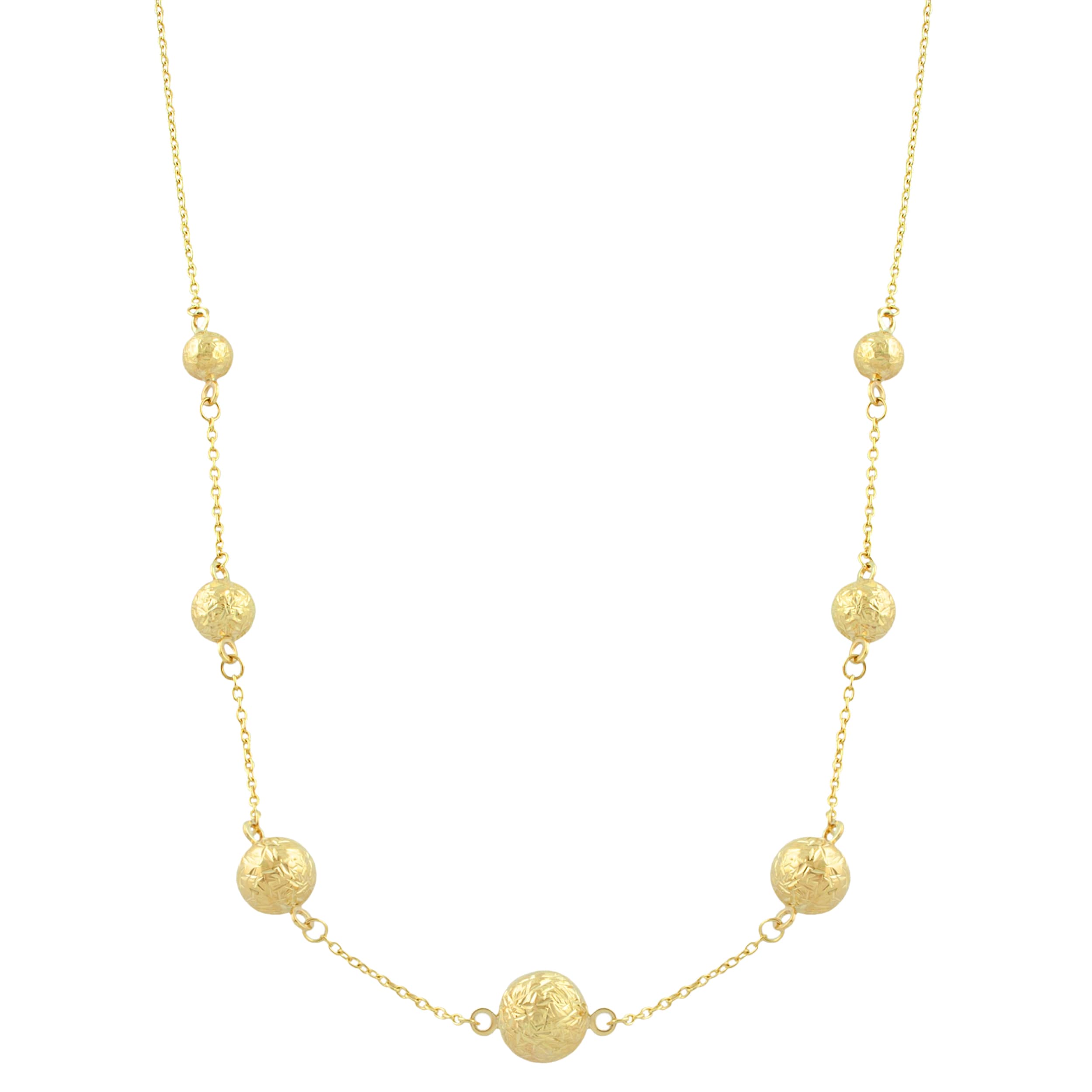 Fremada 10K Yellow Gold Diamond Cut Ball Necklace 18 Inch