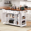 53 Farmhouse Kitchen Island With 2 Tempered Glass Cabinet Doors Power Outlet Drop Leaf 5 Open Side Racks 3 Drawers
