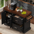 53 Large Kitchen Island With 3.5 Thick Desktop And Spice And Towel Racks Rolling Kitchen Island With Storage On 5 Wheels