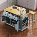 53 Large Kitchen Island With Drop Leaf Power Outlet Door Internal Storage Rack