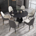 53 Modern Marble Sintered Stone Dining Table With Black Metal Base For Mid Century Round Kitchen Table