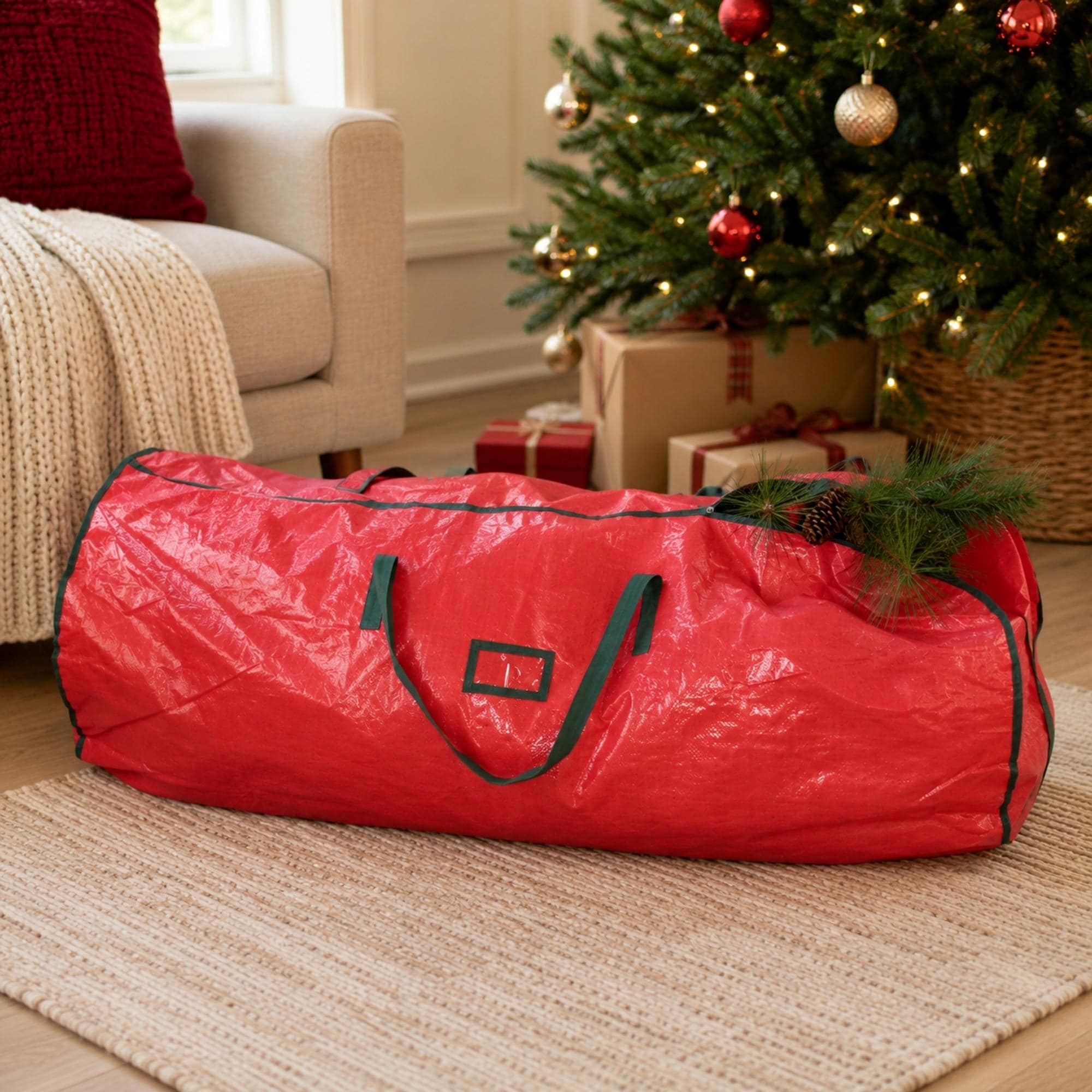 53 Red And Green Artificial Christmas Tree Storage Bag N A