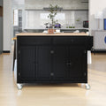 54.33 Solid Wood Kitchen Island Cart With Locking Wheels Spice Rack Towel Rack 4 Door Cabinet And 2 Drawers