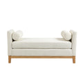54.3 W Elegant Upholstered Bench Ottoman With Wood Legs 2 Bolster Pillows For End Of Bed Bedroom Living Room Entryway