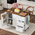54.5 Farmhouse Kitchen Island With Power Outlet Rolling Kitchen Cart Storage With Internal Storage Rack Drop Leaf Spice Rack