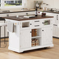 54.9 Kitchen Island With Drop Leaf Storage Barn Doors Power Outlet