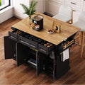 54 Large Kitchen Island With Drop Leaf And 3 Drawers