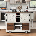 54 Rolling Kitchen Island With Drop Leaf And Power Outlet And 2 Drawers