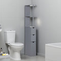 54 Tall Bathroom Storage Cabinet Freestanding Linen Tower With 2 Tier Shelf And Drawers Narrow Side Floor Organizer