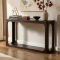 55 Inch Arch Cutout Dual Tier Console Table