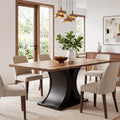 55 Inch Dining Table For 4 6 Farmhouse Kitchen Dinner Table With Heavy Duty Pedestal