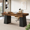 55 Inch Modern Minimalist Executive Desk Wood Office Computer Desk With Double Pedestal Workstations Writing Table
