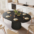 55 Inch Oval Farmhouse Dining Table For 6 Pedestal Base Kitchen Table