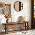 55 Inch Solid Wood Entryway Bench Farmhouse Wooden Shoe Bench Rustic Indoor Bench For Dining Table 55.1 W X 11.8 D X 17.7 H