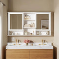 55 Inch Wall Mount 2 In 1 Bathroom Mirror Cabinet Hd Mirror Soft Closing Hinges Adjustable Shelves