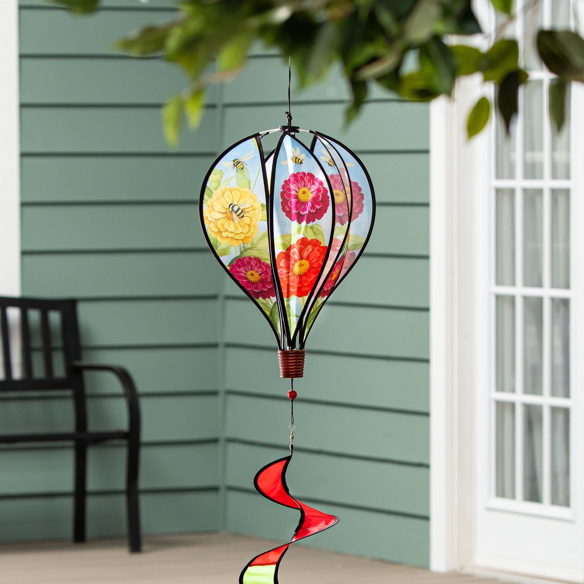 55 In. Multicolor Zinnias Bees Balloon Spinner