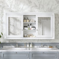 55 Inch Wall Mount 2 In 1 Mirror Cabinet With Adjustable Shelves Soft Closing Hinges High Definition Mirrors