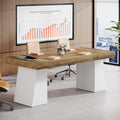 55.1 Inch Small Conference Table For 4 Meeting Table With Double Trapezoidal Legs