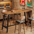 55.1 Inch Solid Wood Bar Table With Sturdy Metal Frame