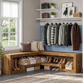 55.1 Corner Bench 2 Tier L Shaped Entryway Bench With Shoe Storage