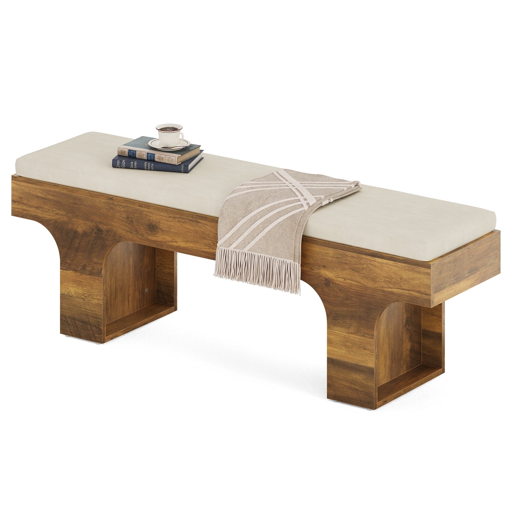 55.2 Dining Bench With Linen Cushion End Of Bed Upholstered Bench
