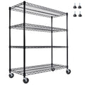 55.5 W X 24 D X 80 H Heavy Duty Wire Storage Shelves With Wheels 4 Tier Adjustable 2400 Lbs Capacity Rolling Industrial Storage