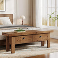 55 Brown Farmhouse Solid Wood Storage Bench With 2 Drawer For Hallway Mudroom Bedroom