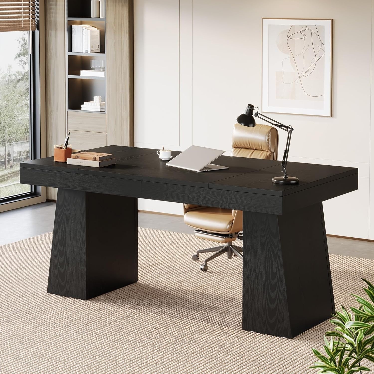 55 Executive Desk Modern Wooden Office Desk Computer Writing Table For Home Office