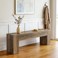 55 Farmhouse Entryway Bench Wooden Shoe Bench For Living Room End Of Bed 11.81 D X 55.11 W X 17.72 H
