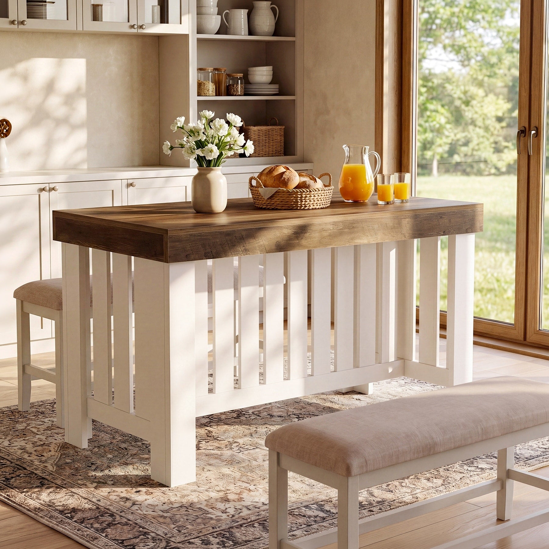 55 Farmhouse Kitchen Island Large Stationary Wood Table