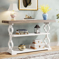 55 French Country Console Table Farmhouse Sofa Table With 3 Storage Shelves For Hallway Foyer Living Room