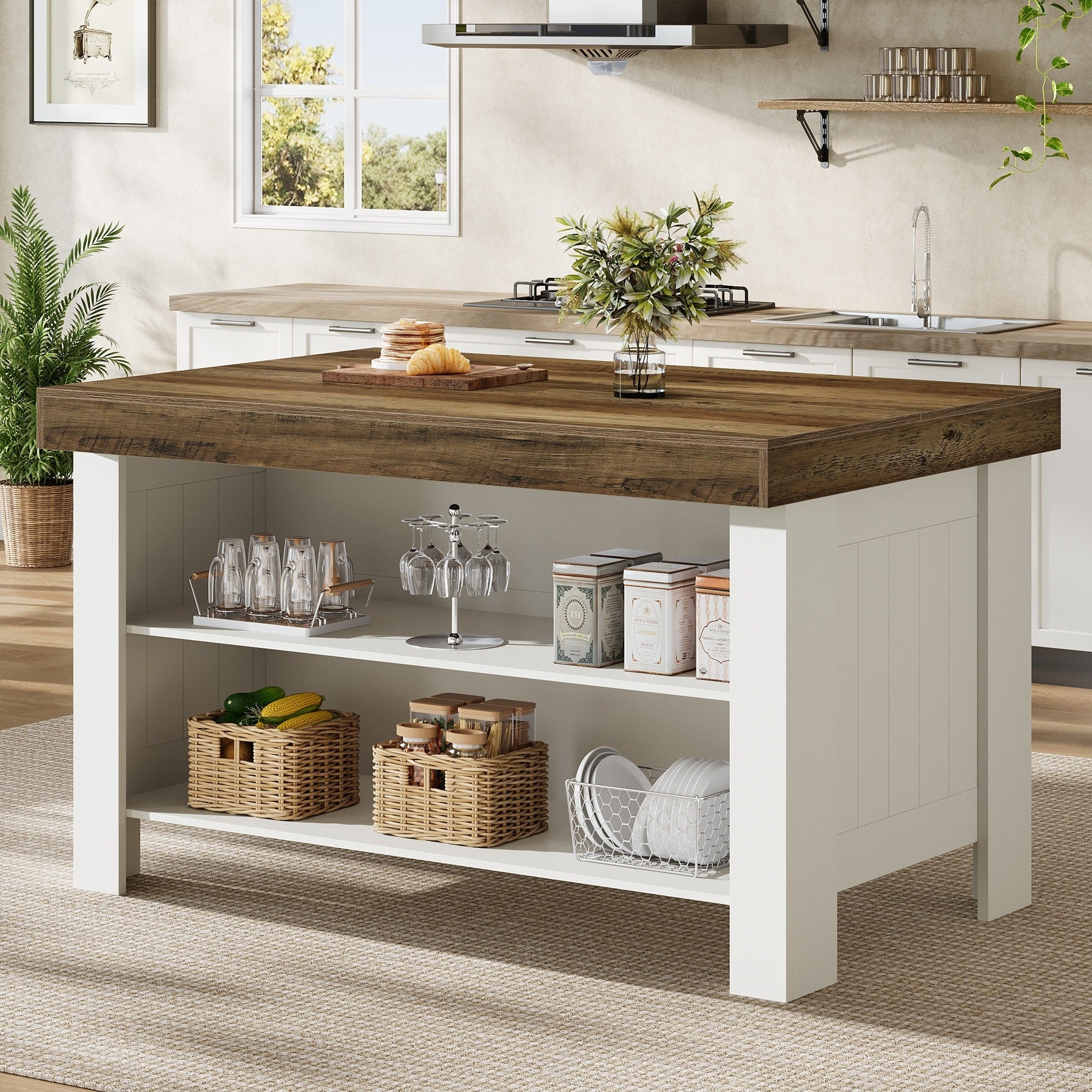 55 Kitchen Island With Seating Storage Farmhouse N A